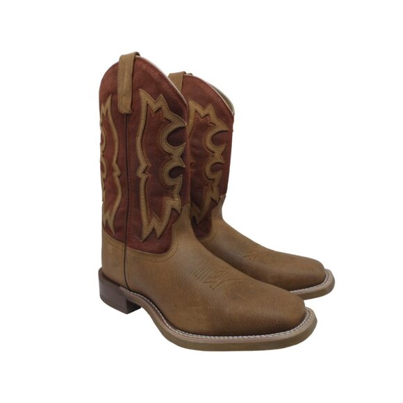 Laredo Men's 10" Cowboy Square Toe Leather Western Boots Brown/Rust Size 9D - Picture 1 of 8